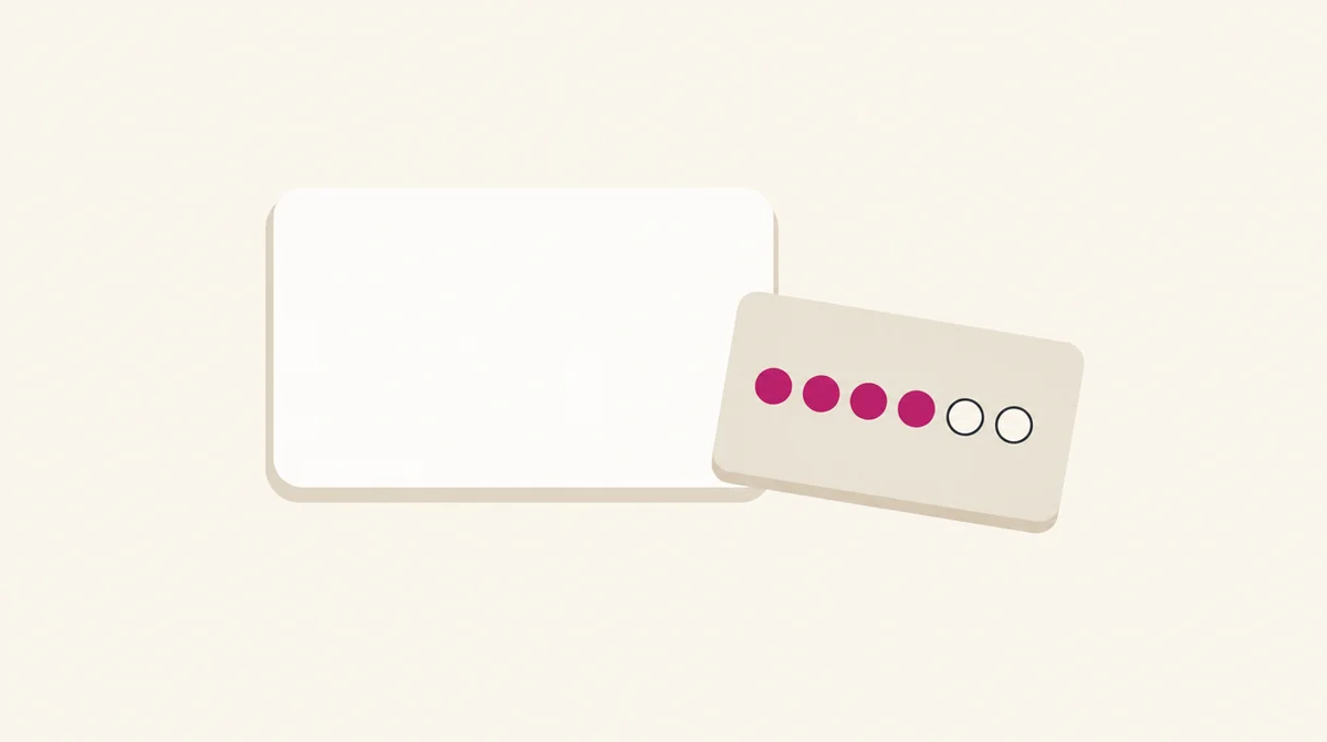 会員カードと、6つの枠のうち4つにスタンプが押されたカードのイラスト