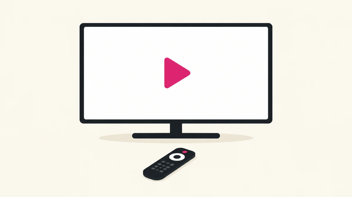 再生の三角が表示されたテレビと、リモコンのイラスト